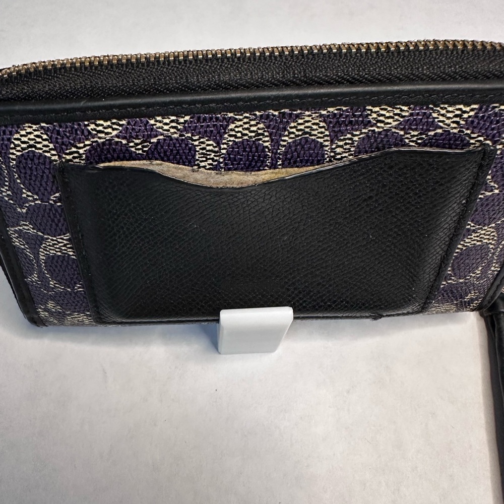 Coach Black and Tan Signature Wristlet - Picture 3 of 6